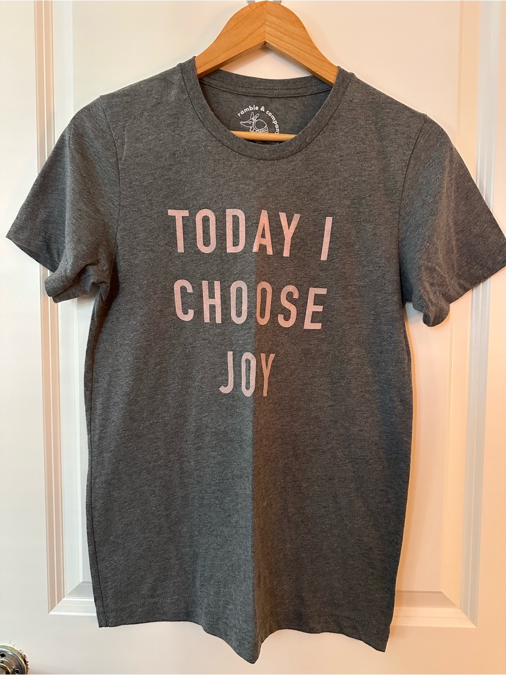 Women's Gray Short-Sleeve Tee with Pink 'Today I Choose Joy' Graphic